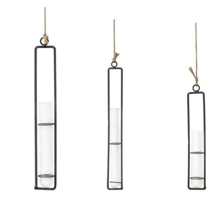 Wiszące terraria do rozmnażania roślin ze szkła i żelaza | Styl minimalistyczny | Zawiera linię | Mały 8,5" | Średni 10,5" | Duży 12,5"
