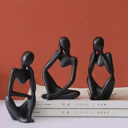 Abstrakcyjna, elegancka statua z żywicy myśliciela | Nowoczesny minimalistyczny design | Wystrój blatu | Trzy kolory i pozy | Sztuka domowego biura | Przyjazny dla środowiska | 8cm x 13cm | Wyjątkowy pomysł na prezent