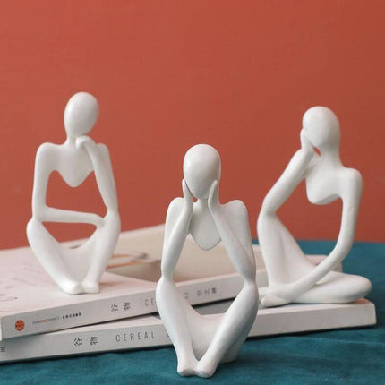 Abstrakcyjna, elegancka statua z żywicy myśliciela | Nowoczesny minimalistyczny design | Wystrój blatu | Trzy kolory i pozy | Sztuka domowego biura | Przyjazny dla środowiska | 8cm x 13cm | Wyjątkowy pomysł na prezent