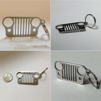 Brelok ze stali nierdzewnej Jeep Grille | Cięcie laserowe o wysokiej rozdzielczości | Trwała klasa 304 | Odporne na rdzę | Stylowe wykończenie | Idealny prezent dla entuzjastów Jeepa | działające akcesorium