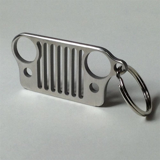 Brelok ze stali nierdzewnej Jeep Grille | Cięcie laserowe o wysokiej rozdzielczości | Trwała klasa 304 | Odporne na rdzę | Stylowe wykończenie | Idealny prezent dla entuzjastów Jeepa | działające akcesorium