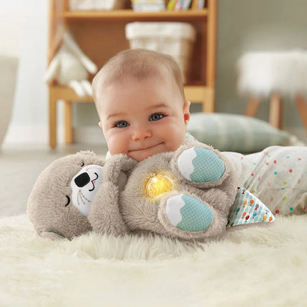 Snuggle Oddychająca Wydra Niedźwiedź | Pluszowa zabawka 30 cm z kojącą muzyką i muzyką | Idealny pomocnik w zasypianiu i towarzysz przytulania | Materiały wysokiej jakości | Prezent dla dziecka o miękkiej fakturze i delikatnych danych osobowych