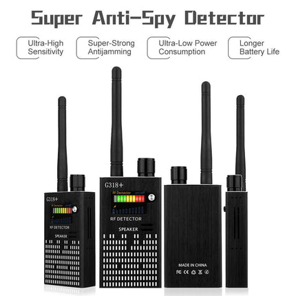 Bezprzewodowy detektor RF G318 | Wykryj ukryte kamery, urządzenia zabezpieczające GPS, urządzenia podsłuchowe | Przenośna ochrona prywatności | Najwyższa czułość i wiele trybów | Narzędzie do nadzoru o szerokie zastosowanie