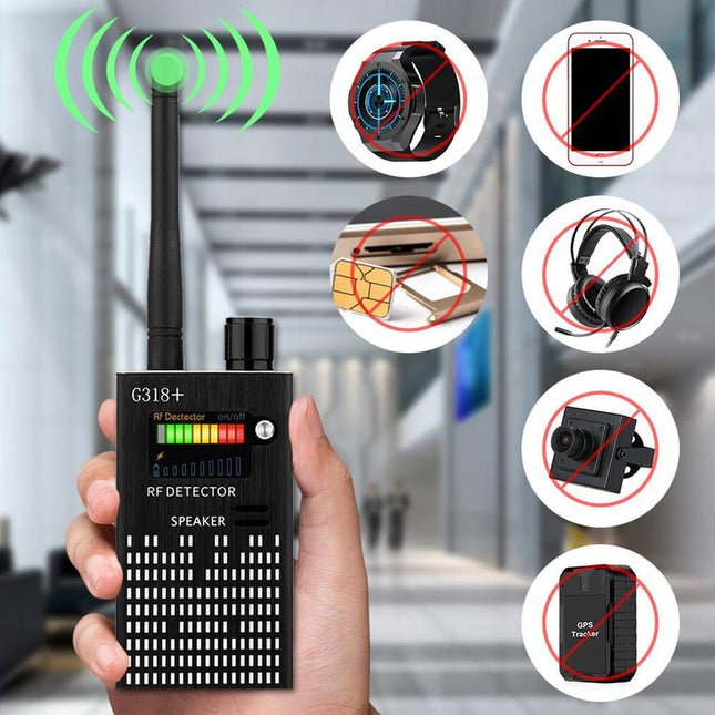 Bezprzewodowy detektor RF G318 | Wykryj ukryte kamery, urządzenia zabezpieczające GPS, urządzenia podsłuchowe | Przenośna ochrona prywatności | Najwyższa czułość i wiele trybów | Narzędzie do nadzoru o szerokie zastosowanie
