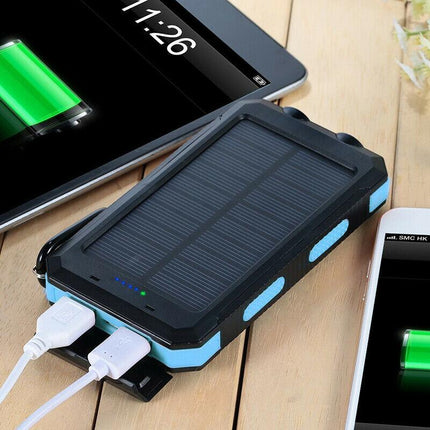 Bank energii słonecznej | Pojemność 500 000 mAh | Wodoodporny IP44 | Podwójne porty USB | Latarka LED | Lekka przenośna ładowarka | Inteligentna ochrona | Uniwersalne ładowanie urządzeń