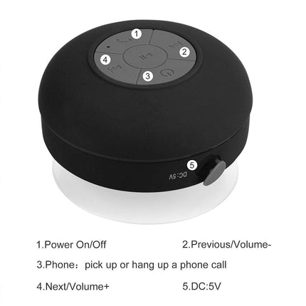 Wodoodporny bezprzewodowy głośnik Bluetooth | Przenośna konstrukcja przyssawki | Moc wyjściowa 3 W | 5 godzin zamknięty | Zasięg 10 metrów | kompatybilność z komputerem stacjonarnym, ścianą, oknem | Ładowanie USB | Dostępne w wielu kolorach
