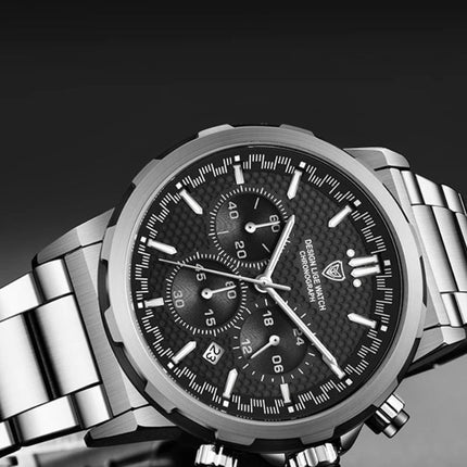 Męski smartwatch chronografowy ze stali nierdzewnej | Regulowany pasek | Eleganckie warianty srebrne lub czarne | Trwała, odporna na zużycie konstrukcja | Nowoczesna technologia | Spersonalizowane dopasowanie | Stylowy i funkcjonalny