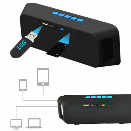 Przenośny głośnik Bluetooth | Bezprzewodowe audio | Wbudowany mikrofon | Przetworniki 2 x 40 mm | Moc wyjściowa 10 W | Technologia V-Basu | Wejście MicroSD i 3,5 mm | Akumulator | Do 6 godzin zamkniętych | Czarny