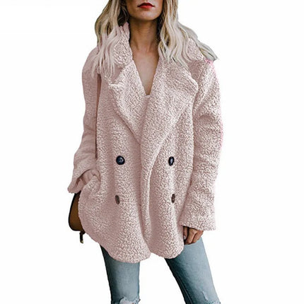 POCZTA | Damski oversize'owy płaszcz ze zwykłej futra | Puszysta kurtka zimowa z długim rękawem | Luksusowe ciepło | Modna codzienna odzież wierzchnia