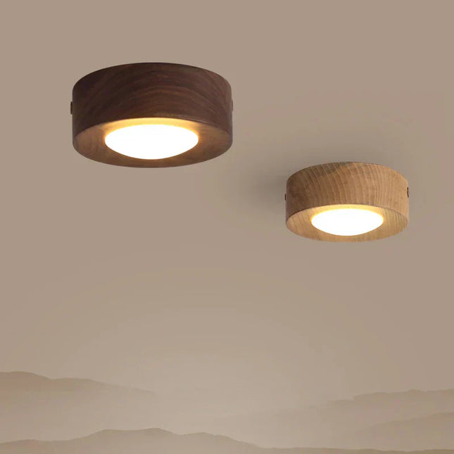 Lampa sufitowa LED z drewna orzechowego | Ciepłe oświetlenie | Zrównoważony projekt | Eleganckie wykonanie | Naturalne ziarno drewna | Energooszczędny