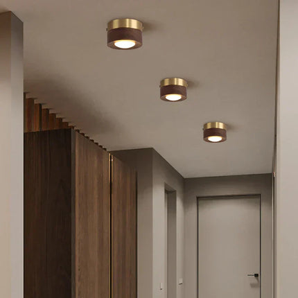 Lampa sufitowa LED z drewna orzechowego | Ciepłe oświetlenie | Zrównoważony projekt | Eleganckie wykonanie | Naturalne ziarno drewna | Energooszczędny