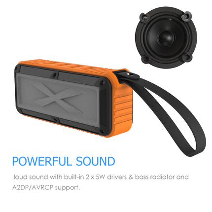 Bezprzewodowy głośnik Bluetooth S30 | 10 godzin zamkniętych | Wbudowany mikrofon | Wzmocnienie dźwięku i-Bass | Woododporny IPX5 | Bateria 2000 mAh | Dźwięk stereo 2x5W | Przenośny z kompatybilnością Aux | Trwała gumowana konstrukcja