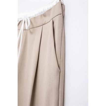 Damskie spodnie z szerokimi nogawkami i wyjątkowym podwójnym paskiem | Wszechstronny krój do biura lub na nieformalne wyjścia | Elegancka stylistyka i wygodny design
